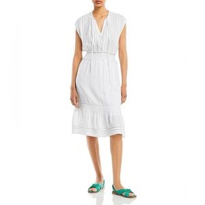 Rails Ashlyn Stripe Linen Blend‎ Midi Dress, Medium, White